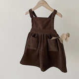 Corduroy Apron Dress - Chocolate