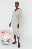 Knit Wrap Dress (Stone)