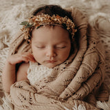 Heirloom Willow Knit Blanket - 100% Cotton - Cookie