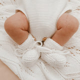 Newborn Knit Bonnet & Booties - White