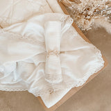 Lace Trim Swaddle Blanket - Milk