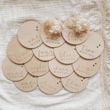 Dried Floral Wooden Baby Milestone Collection - Set of 14 - 10cm