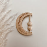 Wooden Moon Rattle - Hello World