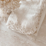 Lace Trim Swaddle Blanket - Milk