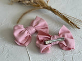 Cashmere Hair Bow Clip - Baby Pink