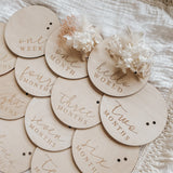 Dried Floral Wooden Baby Milestone Collection - Set of 14 - 10cm
