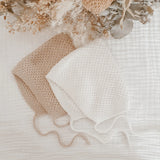 Newborn Knit Bonnet & Booties - White