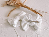 Cashmere Hair Bow Clip - White