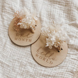 Dried Floral Wooden Baby Milestone Collection - Set of 14 - 10cm