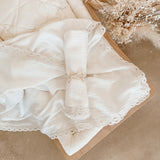 Lace Trim Swaddle Blanket - Milk