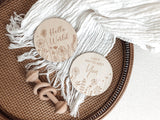 Hello World / Floral - Birth Announcement Plaque
