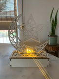 Crescent Moon & Star Wooden Light