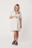 Portobello Cotton Dress - Taupe/White Check